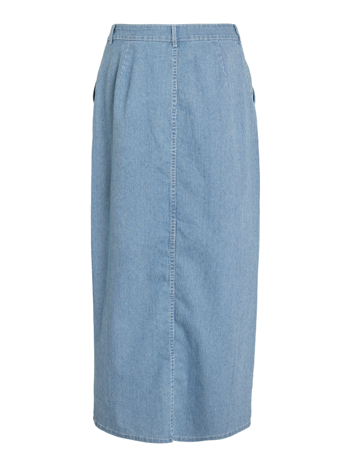 14102028 VIkyra Milk Stripe Long Denim Skirt