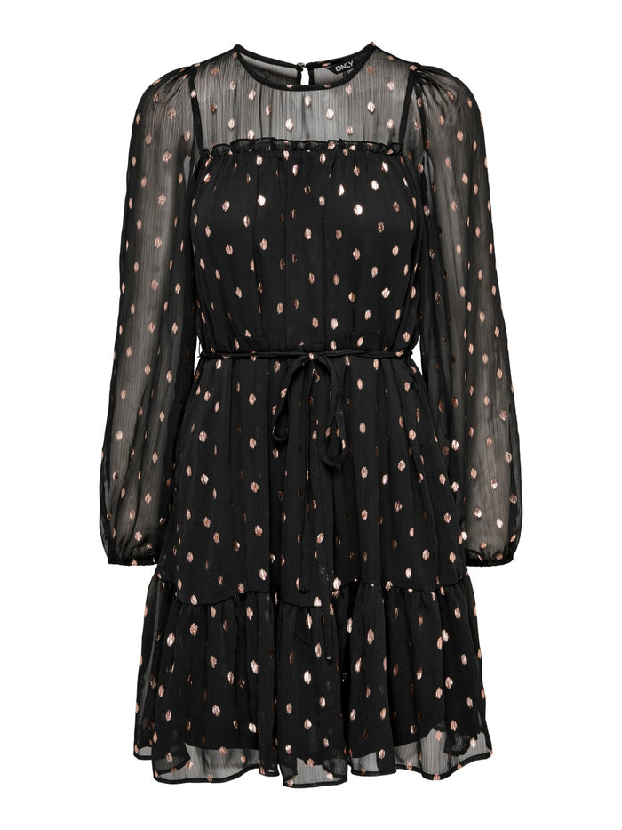 15277620 Onlivy FR Foil L/S V neck dress