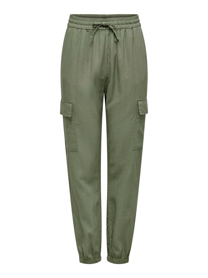 15310987 ONLcaro Linen Pull up Cargo trousers