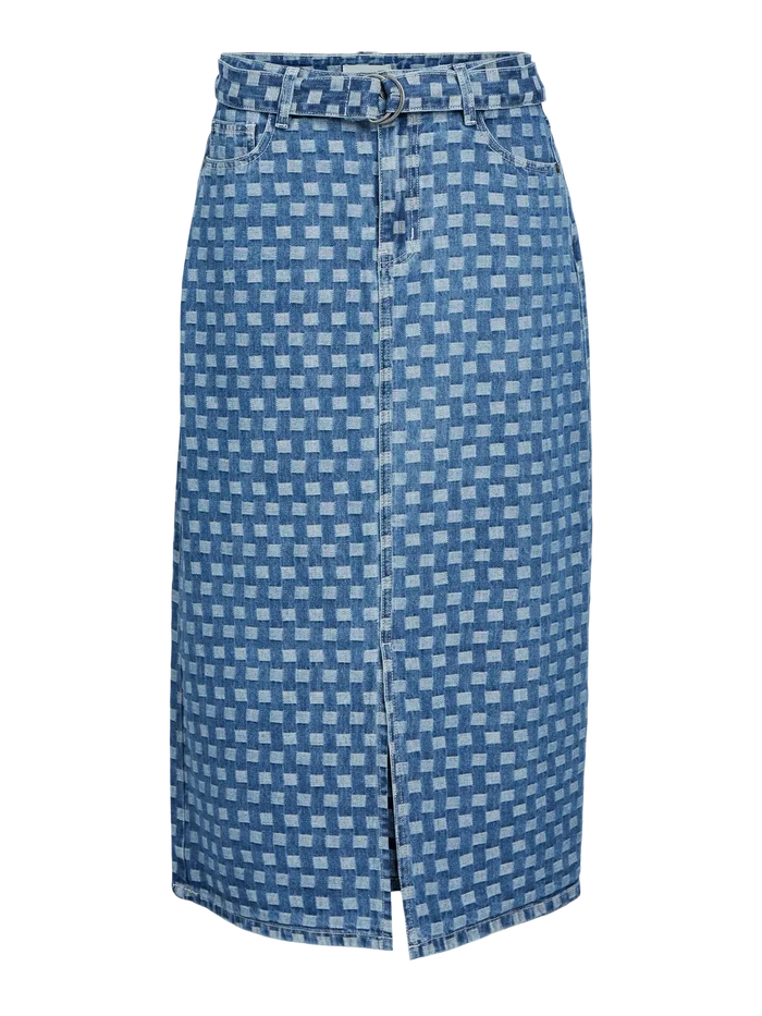 23044744 OBJHedda HW Midi Denim Skirt CC1 AW