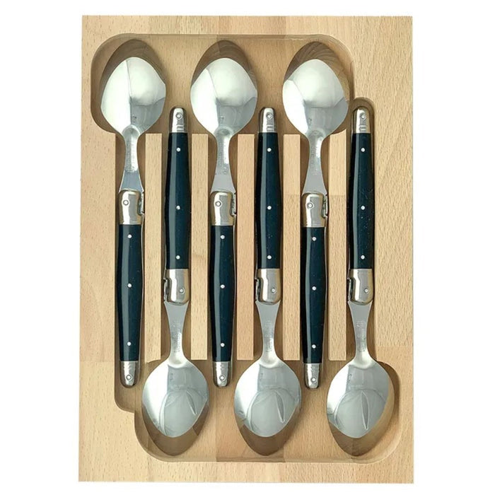 Andre Verdier Laguiole Dessert Spoon Set - Set 6 - Black