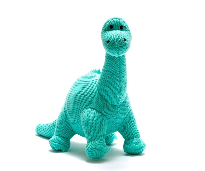 BY4180NB Knitted Diplodocus Teddy - Ice Blue