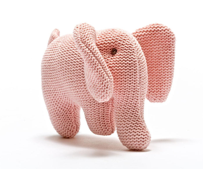 BY4204 Knitted Pink Organic Cotton Elephant Rattle