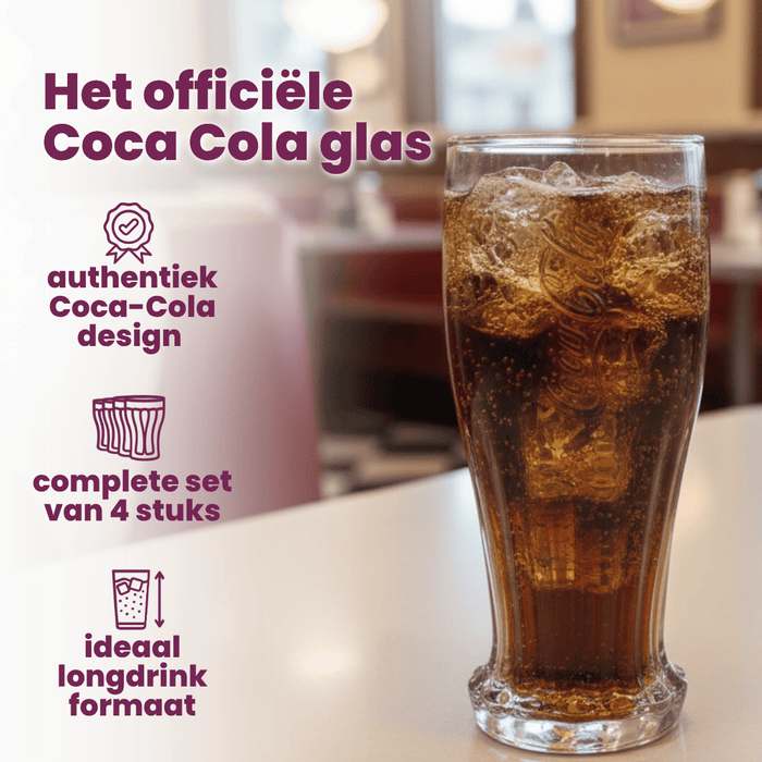 Coca Cola Glazen - Longdrinkglazen - Frisdrankglazen - Crown Cap - 350 ml - 4 stuks