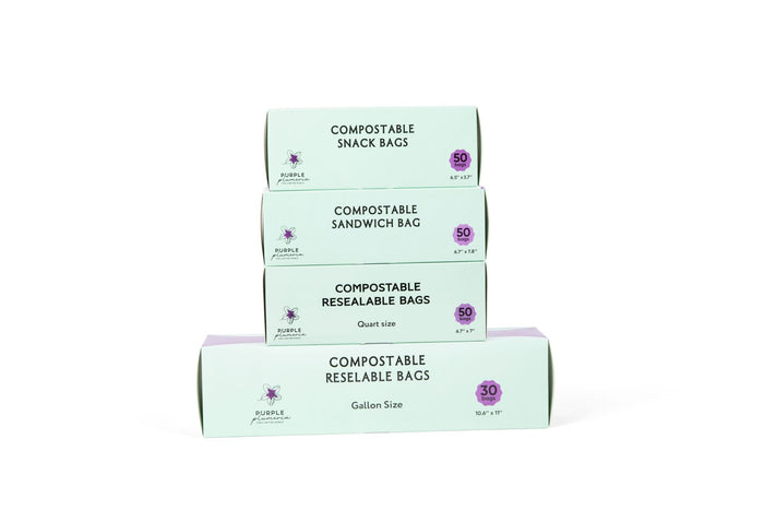 Compostable Resealable Bags. Eco-Friendly & Durable. Snack, Sandwich, Quart & Gallon Sizes