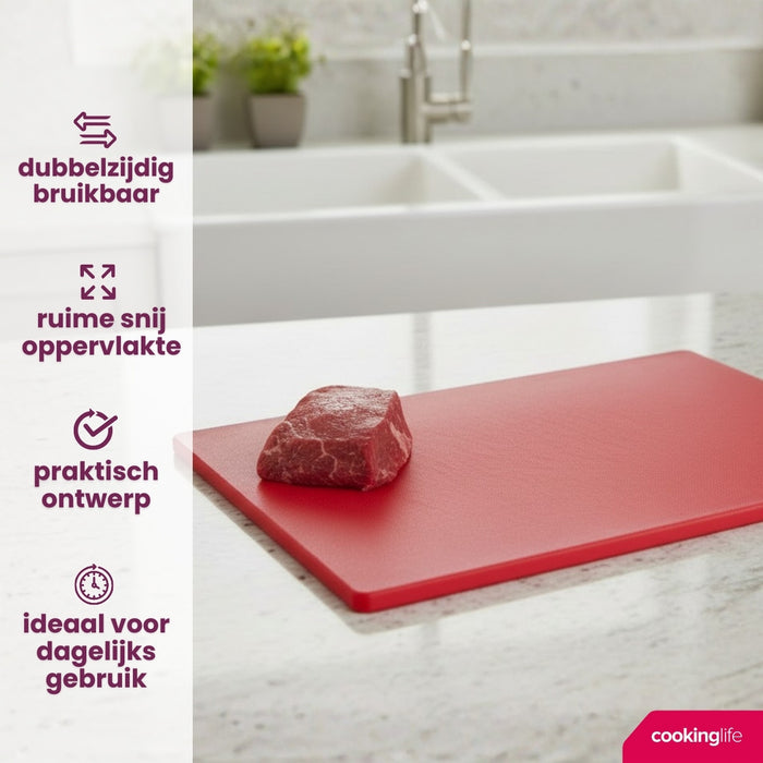 Cookinglife Snijplank HACCP Rood 45 x 30 cm - voor vlees