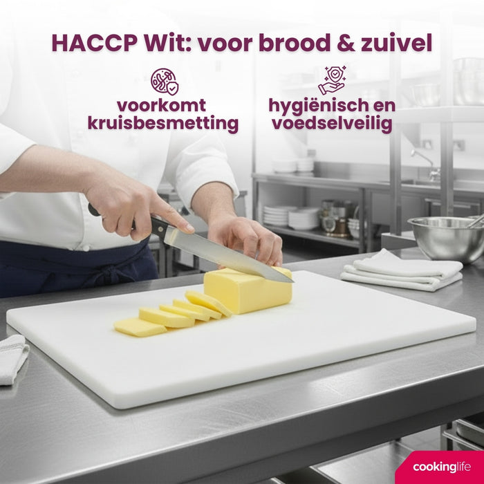 Cookinglife Snijplank HACCP Wit 45 x 30 cm - voor zuivel & brood