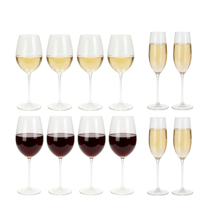 Cookinglife Wijnglazenset Solare 12-Delig - Rode wijnglazen + Witte wijnglazen + Champagneglazen