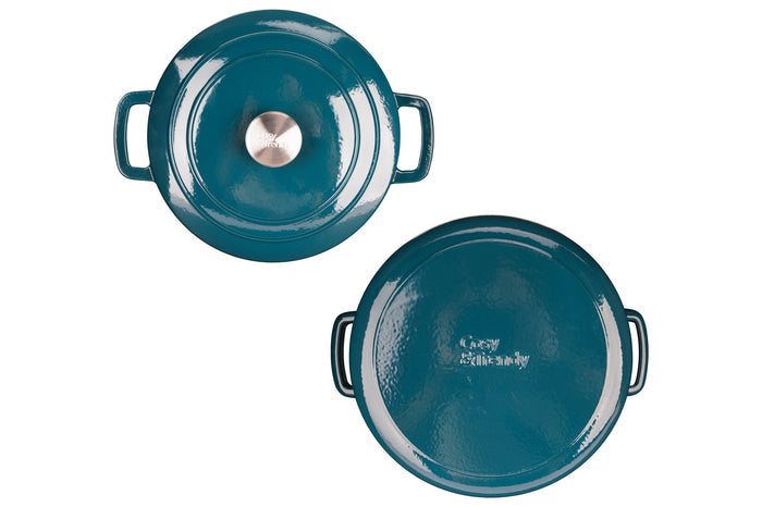 Cosy & Trendy Braadpan met deksel Fontestic Gietijzer Green Heron Ø 28 cm / 6.8 Liter - geëmailleerde anti-aanbaklaag