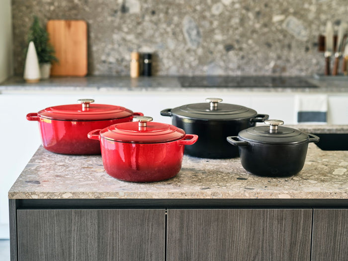 Cosy & Trendy Braadpan met deksel Fontestic Gietijzer Traditional Red Ø 20 cm / 2.7 Liter - geëmailleerde anti-aanbaklaag