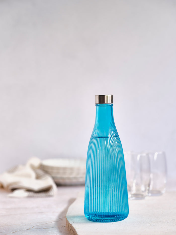 Cosy & Trendy Karaf / Waterkaraf Atla - met RVS Dop - Glas - Azure Blue - 1 liter