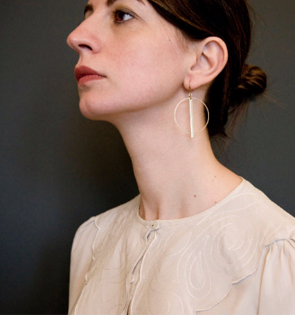 DECO/07 brass ring+bar earrings
