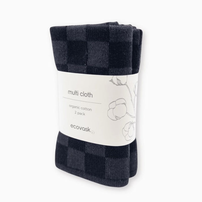 Ecovask  Multi Cloth -  2 Pack - Poppy Seed Chequer