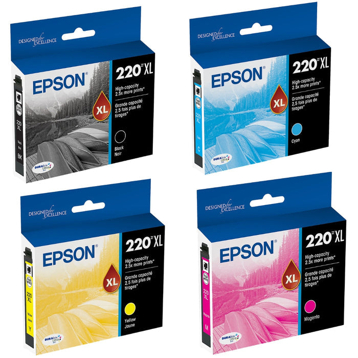 Epson 220XL 4-Pack Ink Cartridges- Black/Cyan/Magenta/Yellow