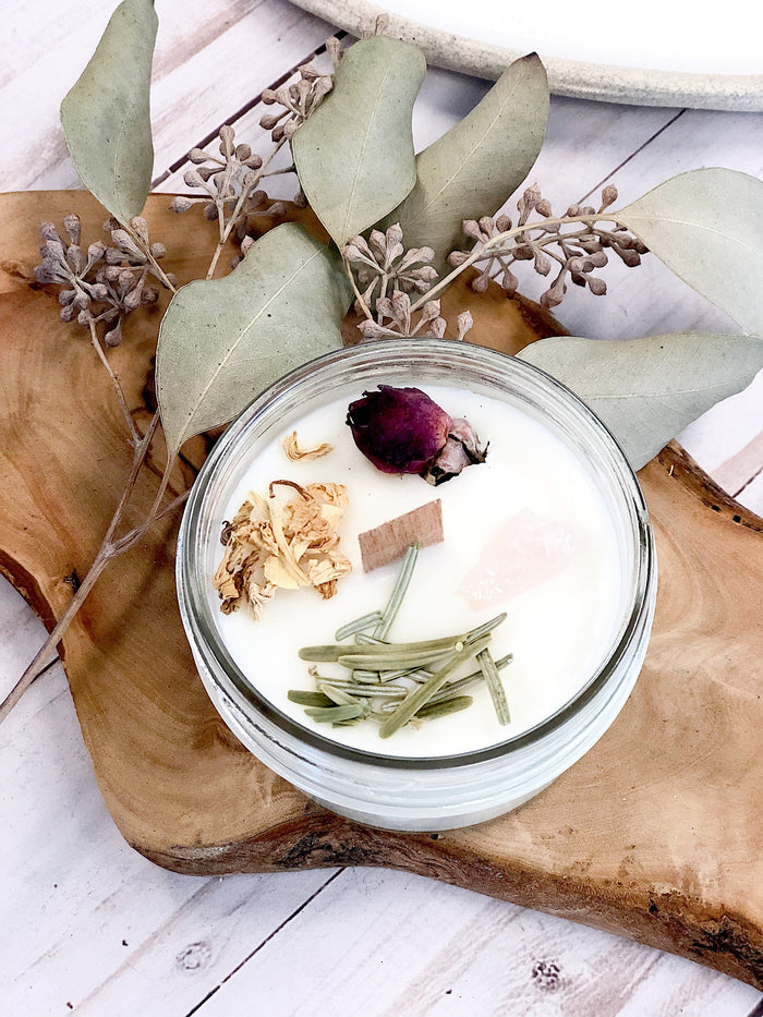 Fertility candle / crystal candle / abundance candle / butter me up organics / intention candle