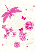 FS13A Pink Dragonfly & Roses