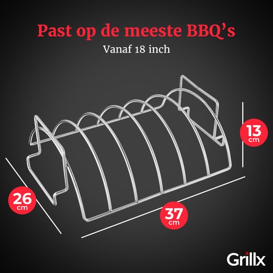 GrillX BBQ Sparerib Rek - Hittebestendig Staal - Grillen van Vlees en Gevogelte
