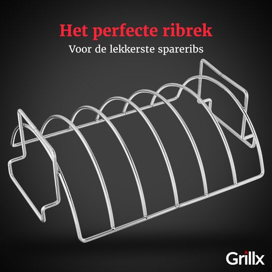 GrillX BBQ Sparerib Rek - Hittebestendig Staal - Grillen van Vlees en Gevogelte