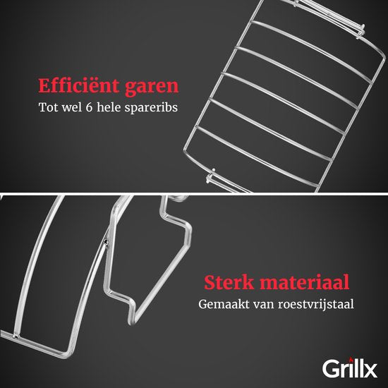 GrillX BBQ Sparerib Rek - Hittebestendig Staal - Grillen van Vlees en Gevogelte