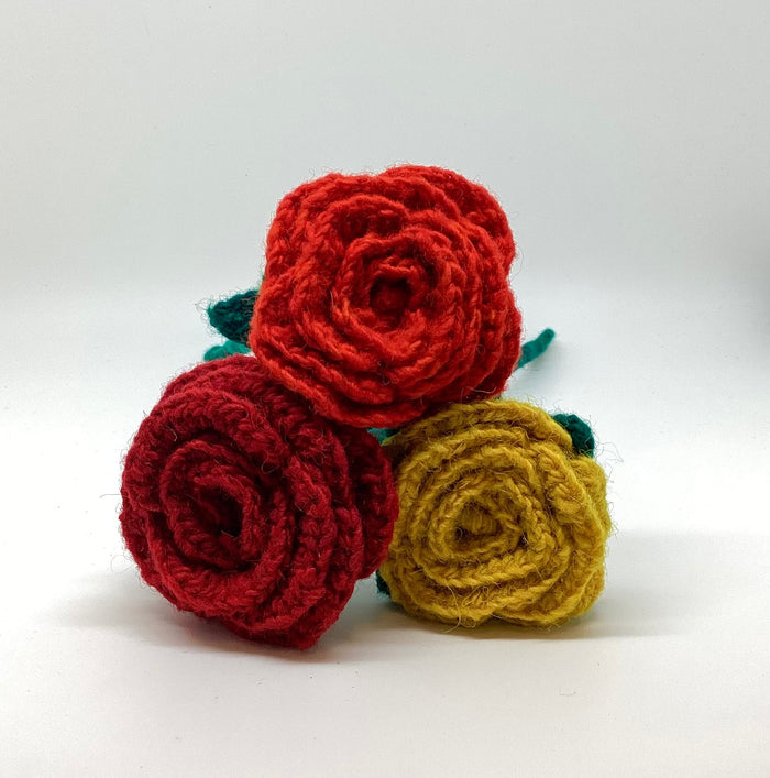 Handmade Fair Trade Wool Rose – Eco-Friendly, Crocheted, Unique Floral Decoration