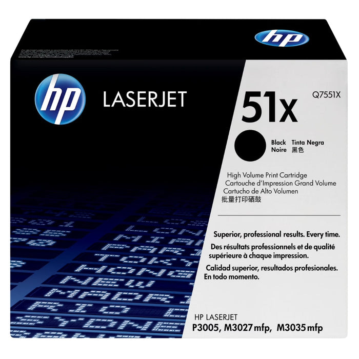 HP 51X Black High Yield Original LaserJet Toner Cartridge, Q7551X