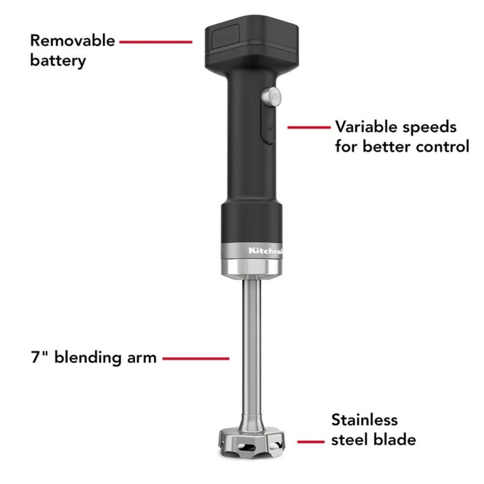 KitchenAid Cordless Go Hand Blender with Battery - Matte Black