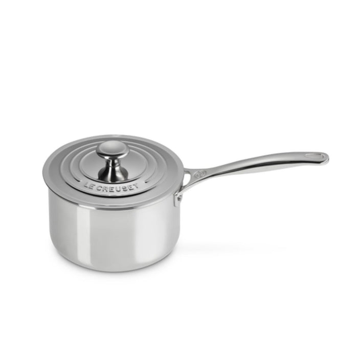 Le Creuset Signature 3 Ply Stainless Steel Saucepan with Lid - 18cm