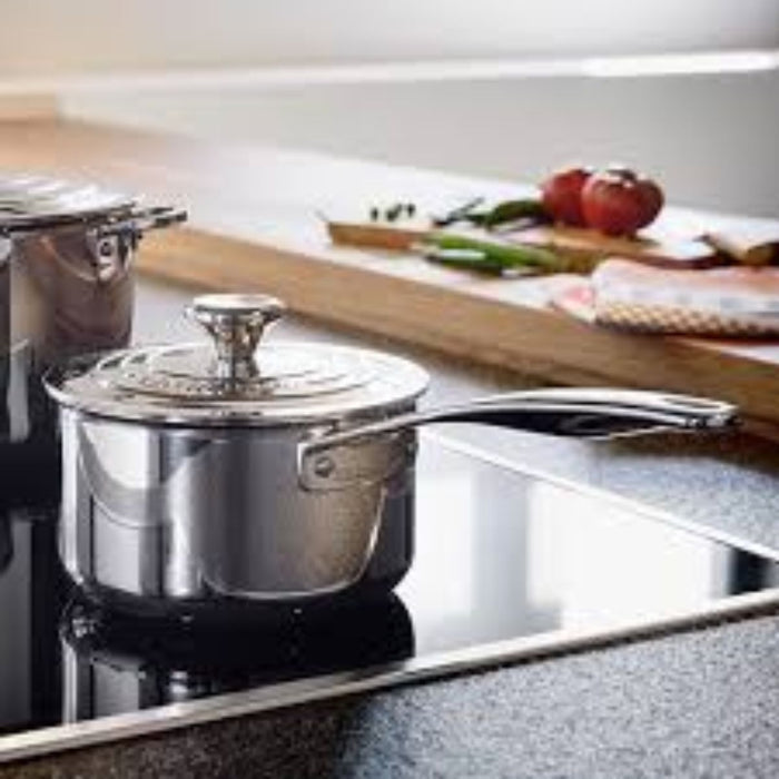 Le Creuset Signature 3 Ply Stainless Steel Saucepan with Lid - 18cm