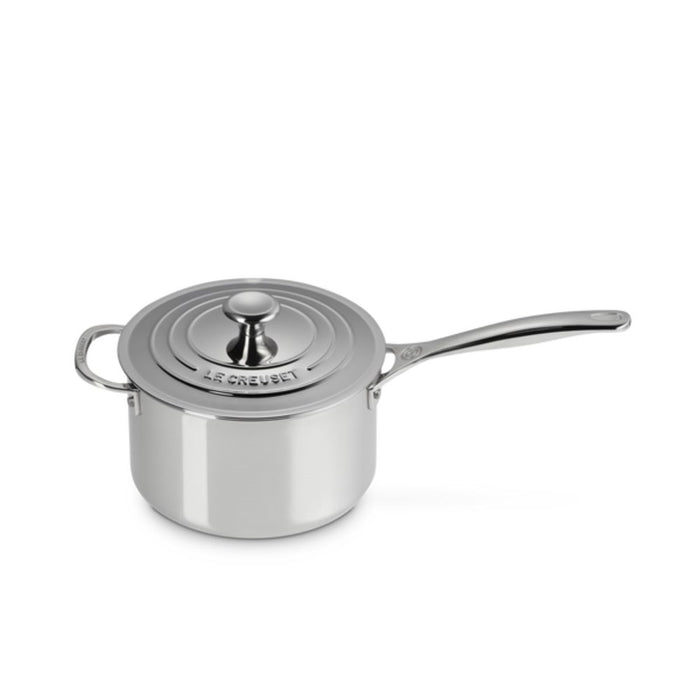 Le Creuset Signature 3 Ply Stainless Steel Saucepan with Lid and  Helper Handle -20cmcm