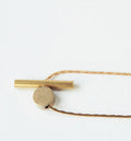 LIM02 Brass cylinder and brass disc necklace 18" brass chain