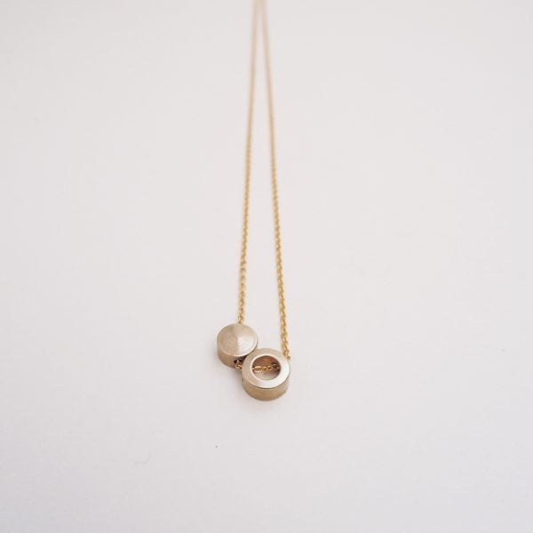 LIM/08 less is more brass ring+disc necklace