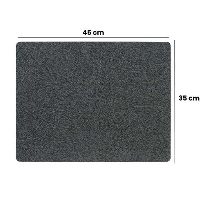 LIND DNA Placemats Hippo - Leer - Black Anthracite - 45 x 35 cm - 2 Stuks