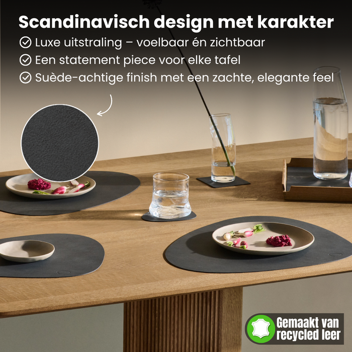 LIND DNA Placemats Nupo - Leer - Nature - Curved - 44 x 37 cm - 2 Stuks