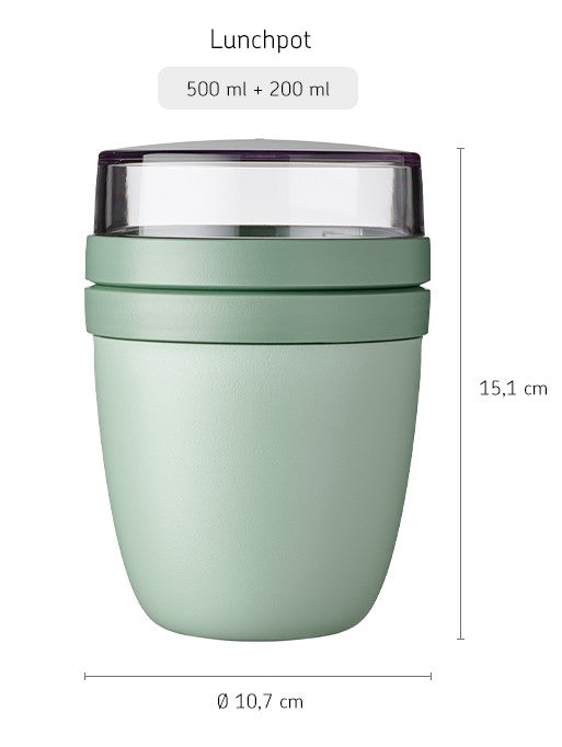 Mepal Yoghurt Beker / Muesli Beker / Lunchpot Ellipse Nordic Sage - 500 ml + 200 ml