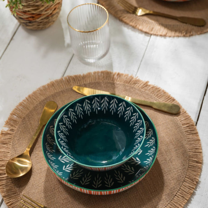 Mikasa Stoneware Bowl - 21cm - Folk Pattern