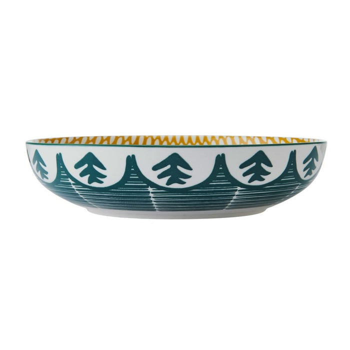 Mikasa Stoneware Bowl - 21cm - Green Leafy Pattern