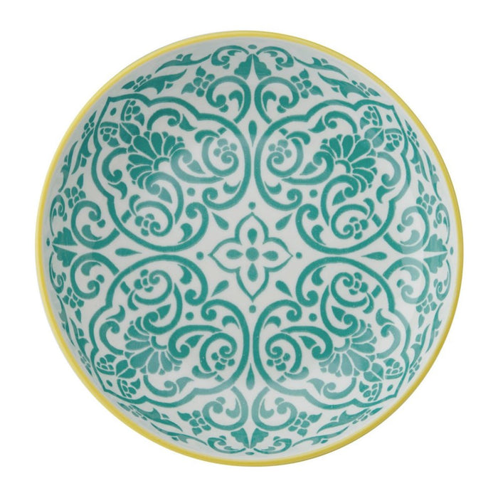 Mikasa Stoneware Bowl - 21cm - Yellow & Blue Geometric