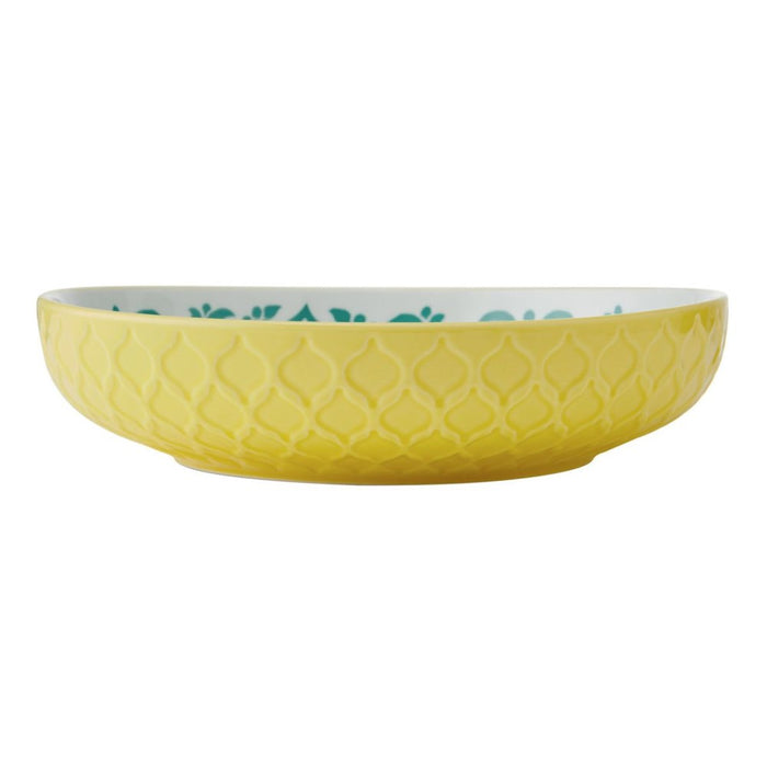 Mikasa Stoneware Bowl - 21cm - Yellow & Blue Geometric