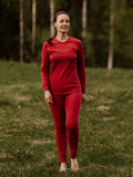 Naisten pitkät alushousut merinovillaa, punainen - Ruskovilla