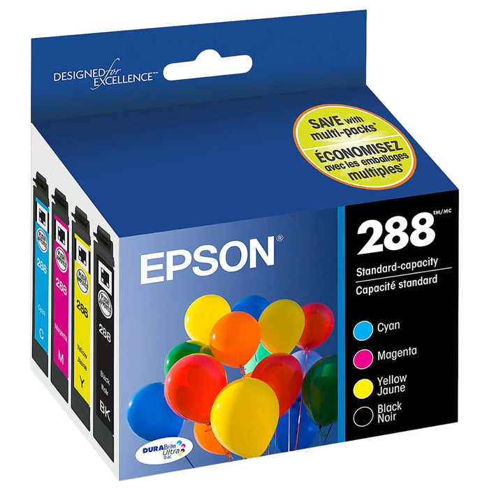 New Genuine Epson 288 Black, Cyan, Magenta & Yellow Ink Cartridges