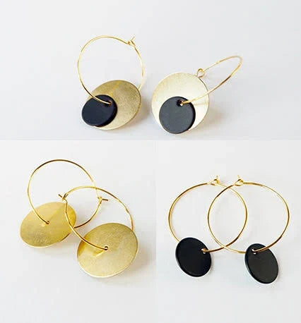 NIN/04 brass+black 3 in 1 hoops