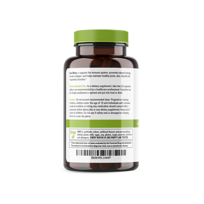 Organic Irish Sea Moss, Organic Bladderwrack, & Organic Burdock capsules