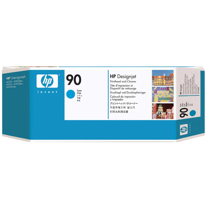 Original HP 90 (C5055A) Cyan Printhead and Cleaner Cartridge