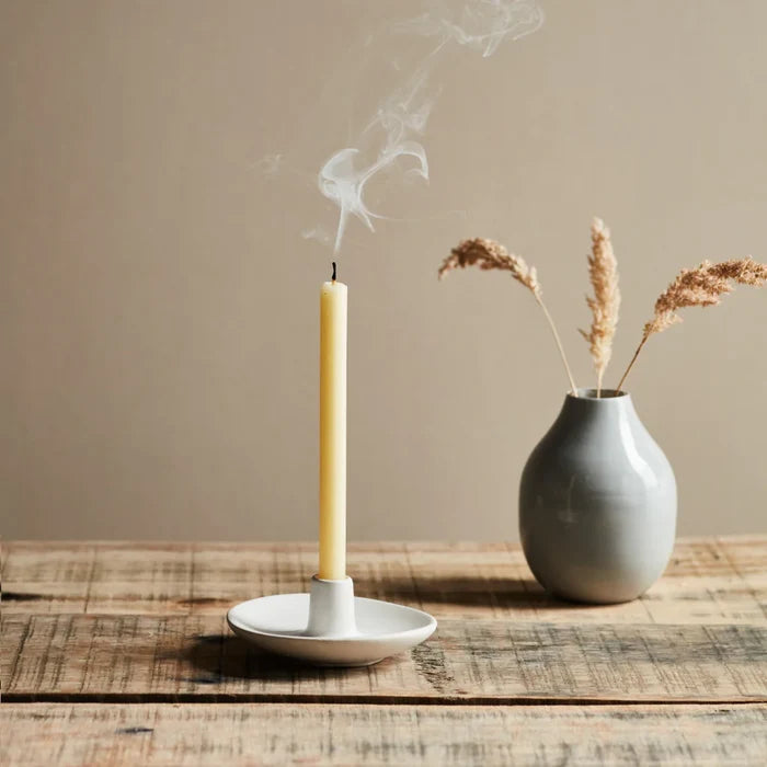 Plate Candle Holder Matte White 1/2"