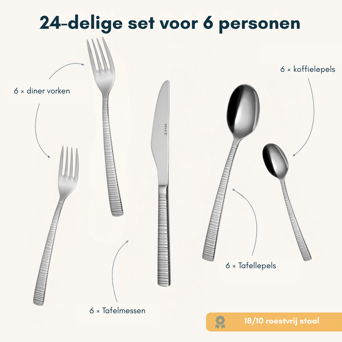 Sola Bestekset Bali - 18/10 RVS - 24 delig / 6 personen
