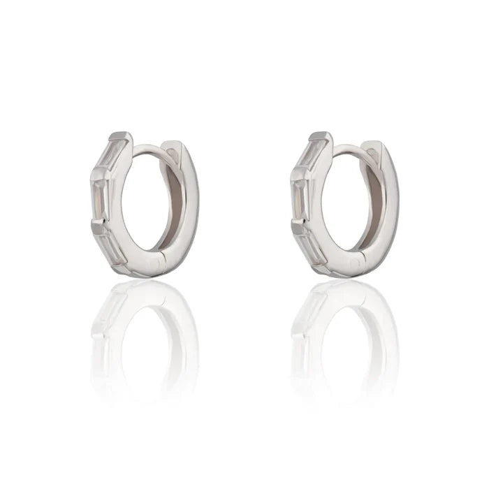 SPESSS164 Baguette Huggie Clear Stones - SS
