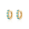 SPG-377 Bezel Huggie Earrings With Turquoise - GP