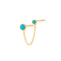 SPG-378 Turquoise Double Stud Single Earring with Chain Connector