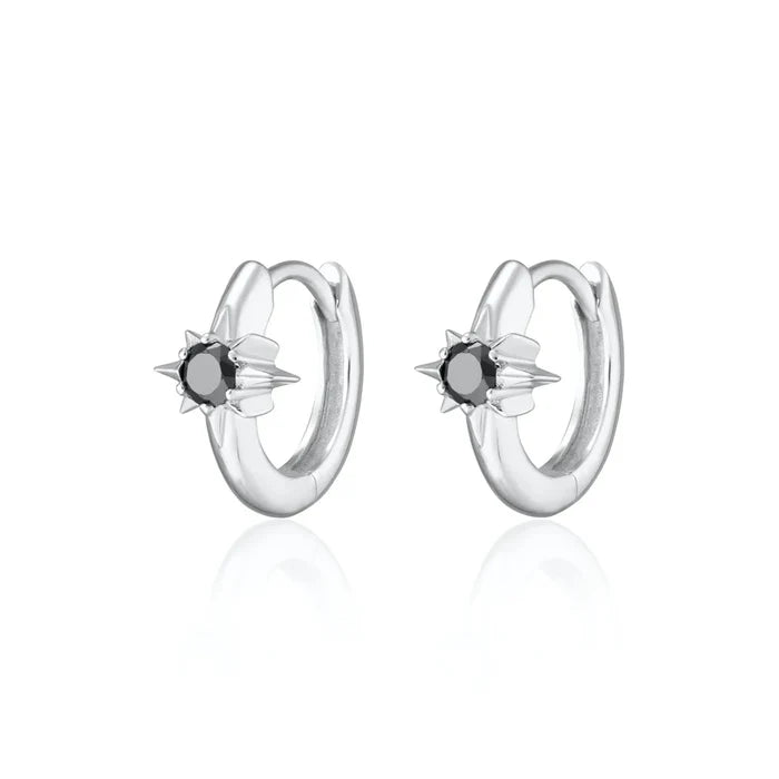 SPS-78 Large Black Star Huggie Earrings