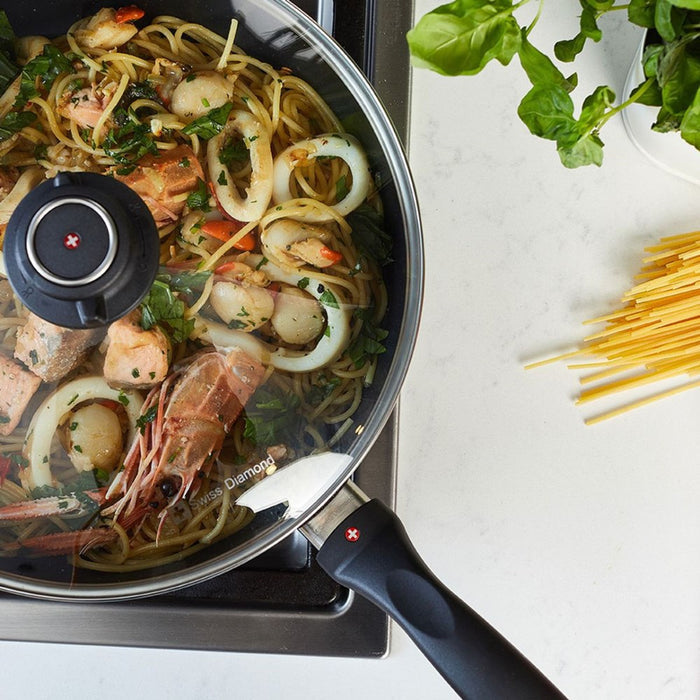 Swiss Diamond XD Non Stick Saute Pan with Glass Lid - 28cm